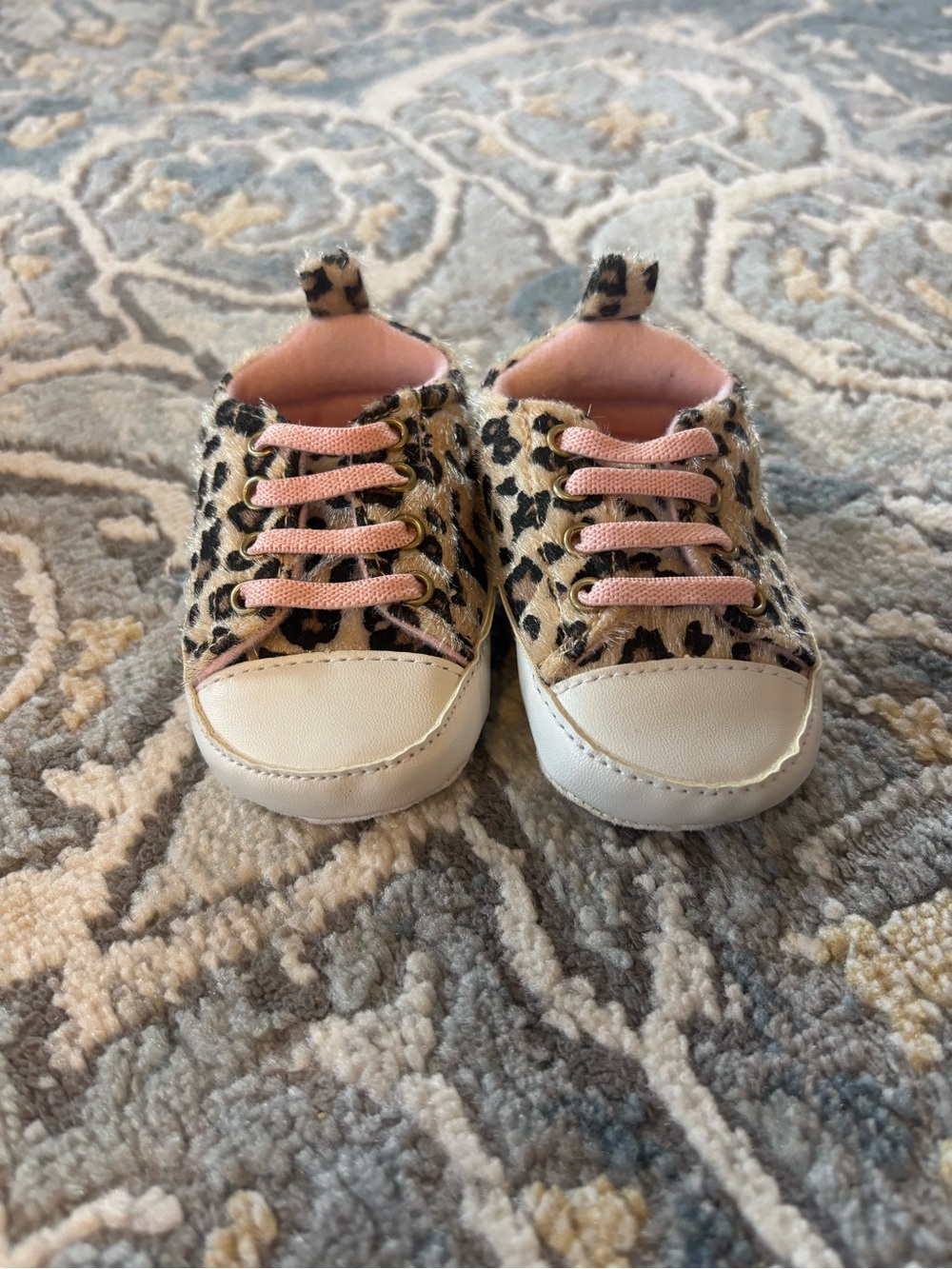 Rising Star Leopard Print Sneakers with Pink Laces